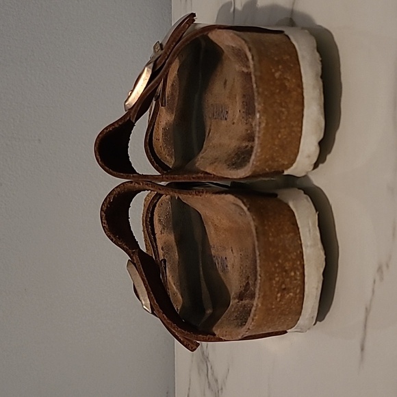 Birkenstock Arizona Leather Metallic Copper Sandals W7 M5 Casual Comfy Beach - Picture 5 of 16